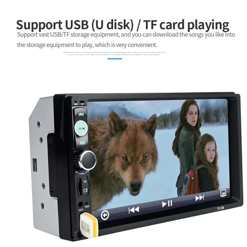 Авто двойной 2 DIN Автомобильный Bluetooth аудио 7in HD радио в тире сенсорный экран стерео MP3 MP5 плеер 7010B USB управление рулем