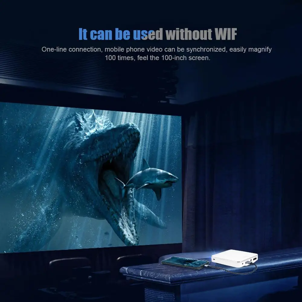 Мини-проектор для совещаний, портативный 4K проектор для домашнего кинотеатра с HDMI входом для телефонов Android/iOS для конференций, белый, 100-240 В
