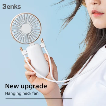 

Benks Mini desk-Fan Multifunction Portable Rechargeable Air Cooling Hanging Neck 3 Speeds Low Noise Fan For Home Offices Travels