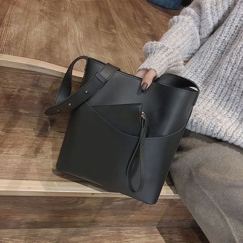 

Bag Women's 2018 New Style Korean-style Versitile Fashion Different Size Bags Simple Leisure Bag Cool Trend Bucket Shoulder Bag