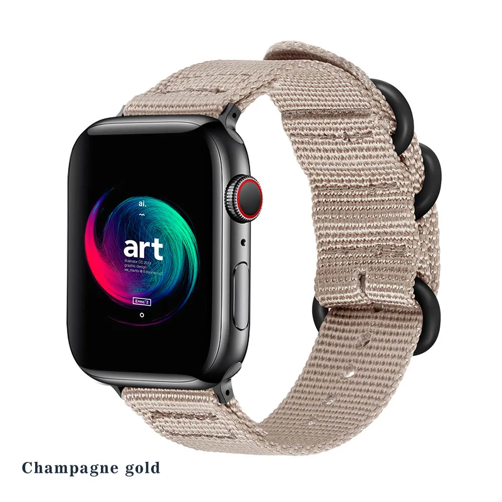 Light khaki Горячая Распродажа нейлоновый ремешок для часов Apple Watch серии 5 4 3 21 спортивный браслет Аксессуары 42 мм 38 мм 40 мм 44 мм ремешок для iwatch - Цвет ремешка: Light khaki