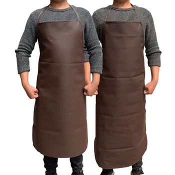 

Pure Color Apron Leather Sleeveless Cooking Apron For Women Men Waterproof Oil-proof Apron For Home And Kitchen Hairdresser Chef