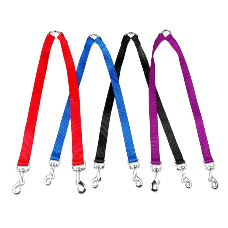 

4 colors Double Multiple Dual Nylon Dog Pet Walking Leash Couple 2 Way Two Pet Dogs Puppy Leads
