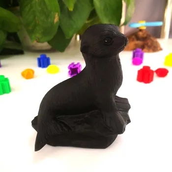 

Wholesale High Quality Natural Obsidian Quartz Sea Lion Crystal Hand Carved Polished Healing Health For Gift & Home Decor XMF
