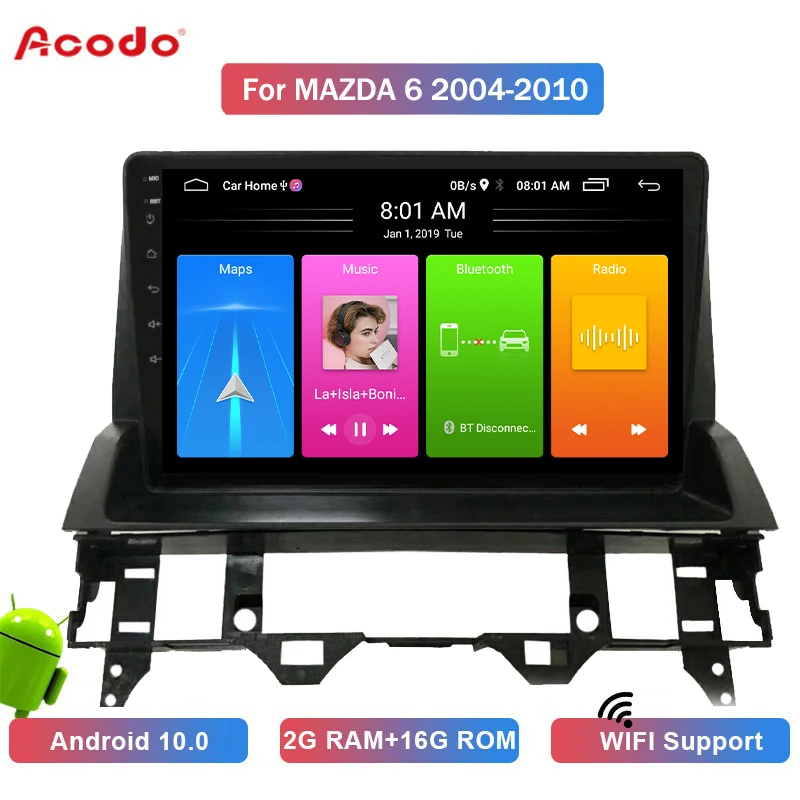 

ACODO 2G RAM+16G ROM Android 10.0 Car Radio Multimedia Player For Mazda 6 2004-2010 Navigation GPS 2 din