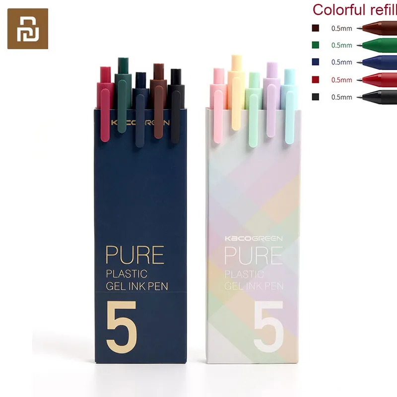 5pcs/Pack Youpin KACO 0.5mm Sign Pen Signing Pen Smooth Ink Writing 5 Colors for Student School/Office worker