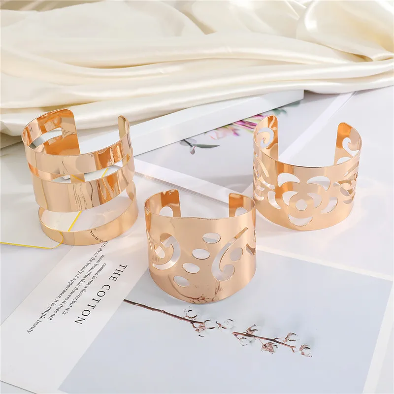 Metal Flower Leaf Rhombus Bangle Bracelet For Women Men Party Wedding Jewelry B26