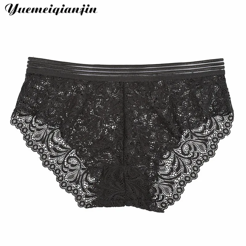 Black Женское нижнее белье женские сексуальные кружевные перспективные трусики удобные женские бесшовные, средняя посадка Сексуальные трусы-брифы Цветочные трусики - Цвет: Black
