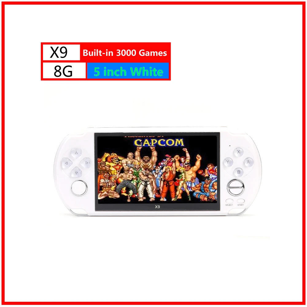 X12/X9/X16 портативная игровая консоль 8 Гб 16 Гб встроенные 2000 игры для psp игровой плеер для FC/GB/GBA/NES/SFC/PS gaming - Цвет: X9 8G White