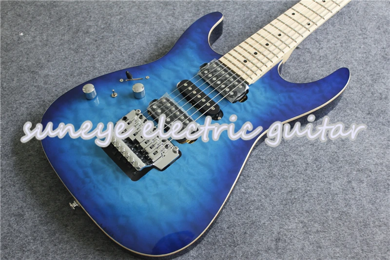 Suneye синяя левша электрогитара Tom Anderson Стиль 7 Струнная Гитара Электрический клен гриф на заказ Гитарный комплект