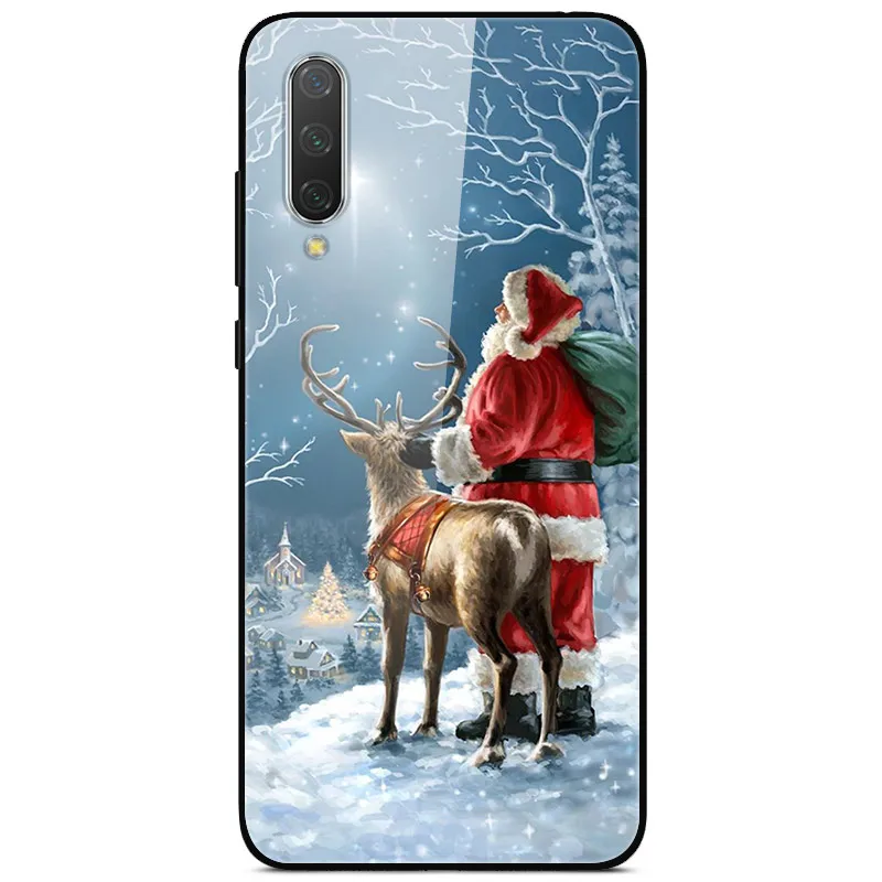 Год Рождество чехол для Xiaomi mi 9 Lite CC9 CC9E A3 9T SE закаленного стекла жесткий чехол для Redmi Note 8T 8 7 K20 Pro Бампер