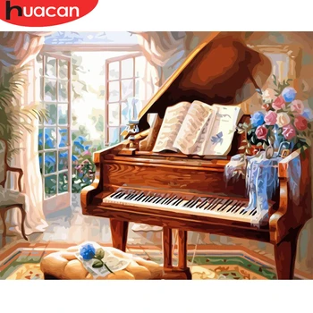 

HUACAN Oil Painting By Numbers Piano Drawing On Canvas HandPainted Music Picture Art Kits DIY Gift Home Decoration