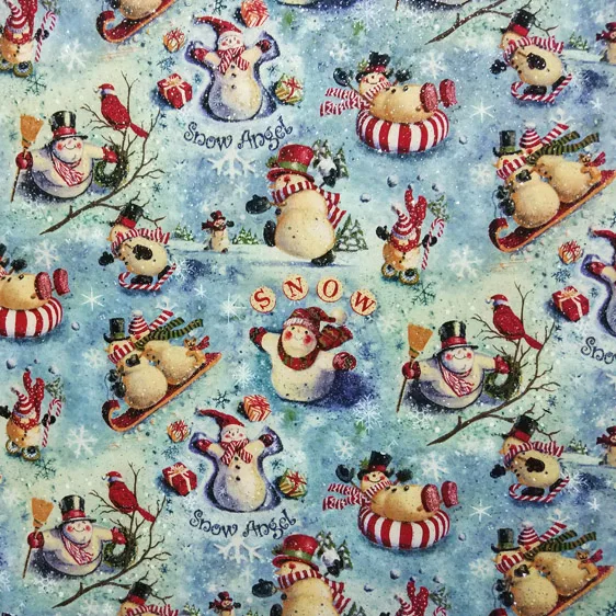 110 см ширина Рождество снежный Ангел снежинки печать синий хлопок ткань для детей рождественские украшения DIY-BK744