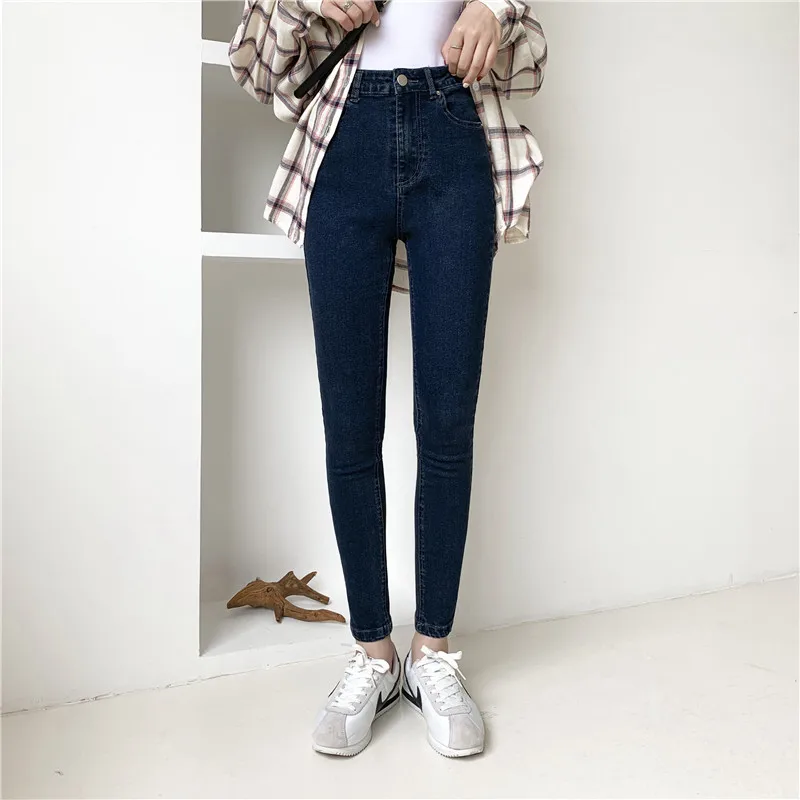 Новые женские джинсы Харадзюку АА, высокая эластичность, обтягивающие, саморазвивающие, европейские джинсы с тонкой талией