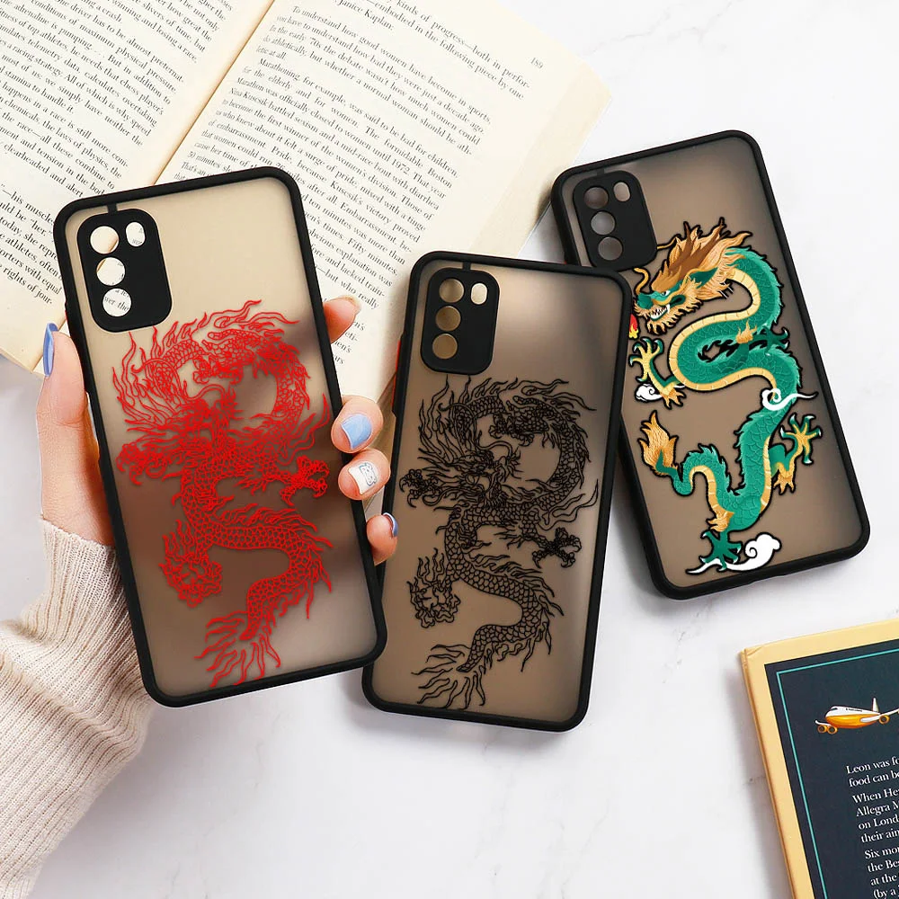 Dragon Phone Case For Xiaomi Redmi Note 7 8 9 10 Pro Max 9S 10S Cover Shockproof Silicone Bumper Redmi 9C NFC 9A 9T Hard PC Bags