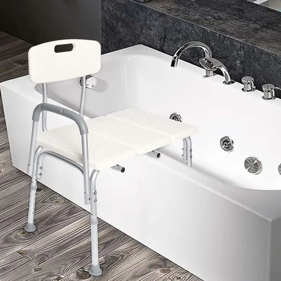 Adjustable Height Shower Chair Transfer Bench Bath Tub With Arms