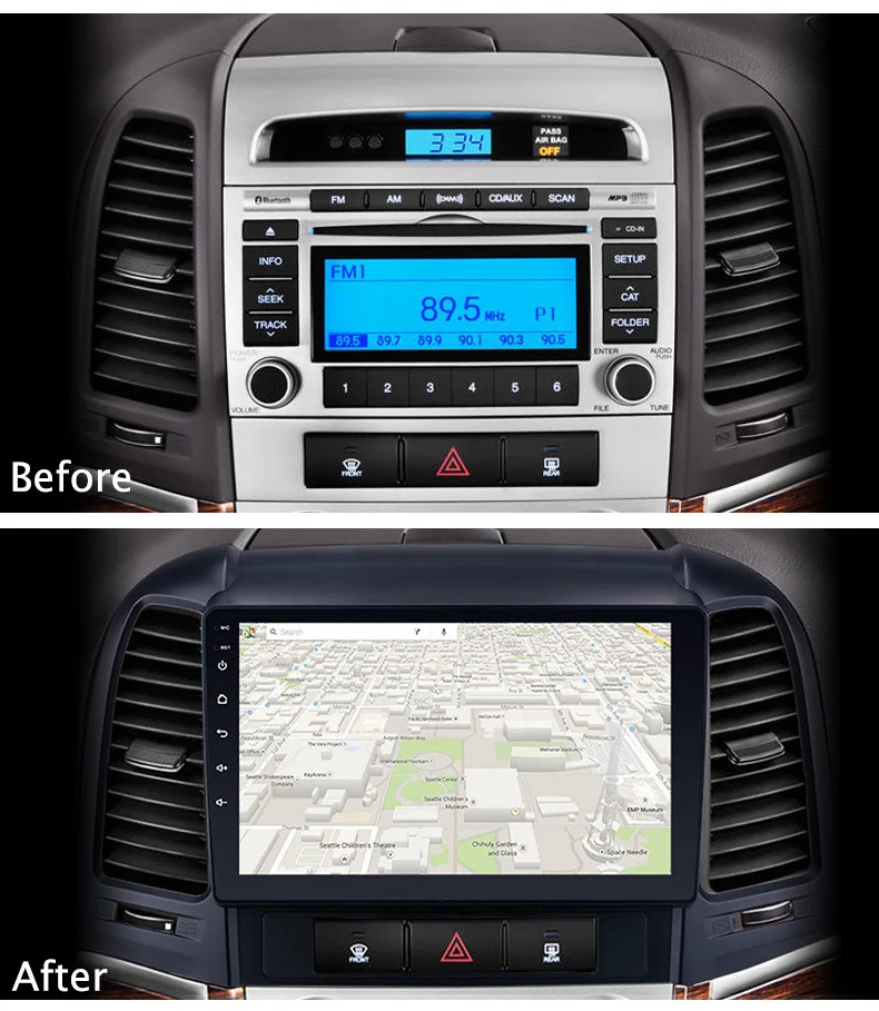 Автомагнитола на Android 10 0 с сенсорным экраном и GPS навигацией для HYUNDAI Santa Fesantafe 2006