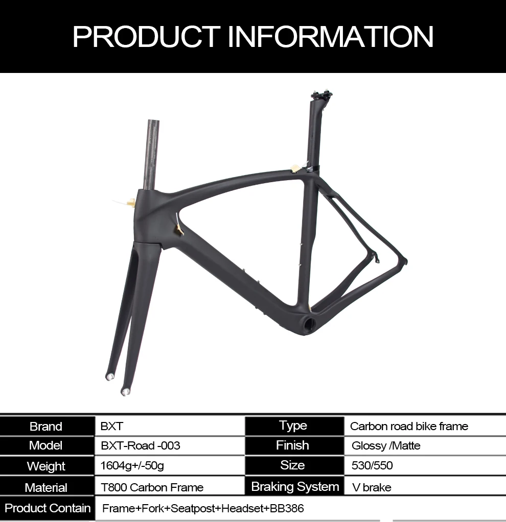 BXT полностью углеродная рама для шоссейного велосипеда 530/550 мм рама для шоссейного велосипеда T800 углеродная 700C рама для шоссейного велосипеда матовая/глянцевая рама