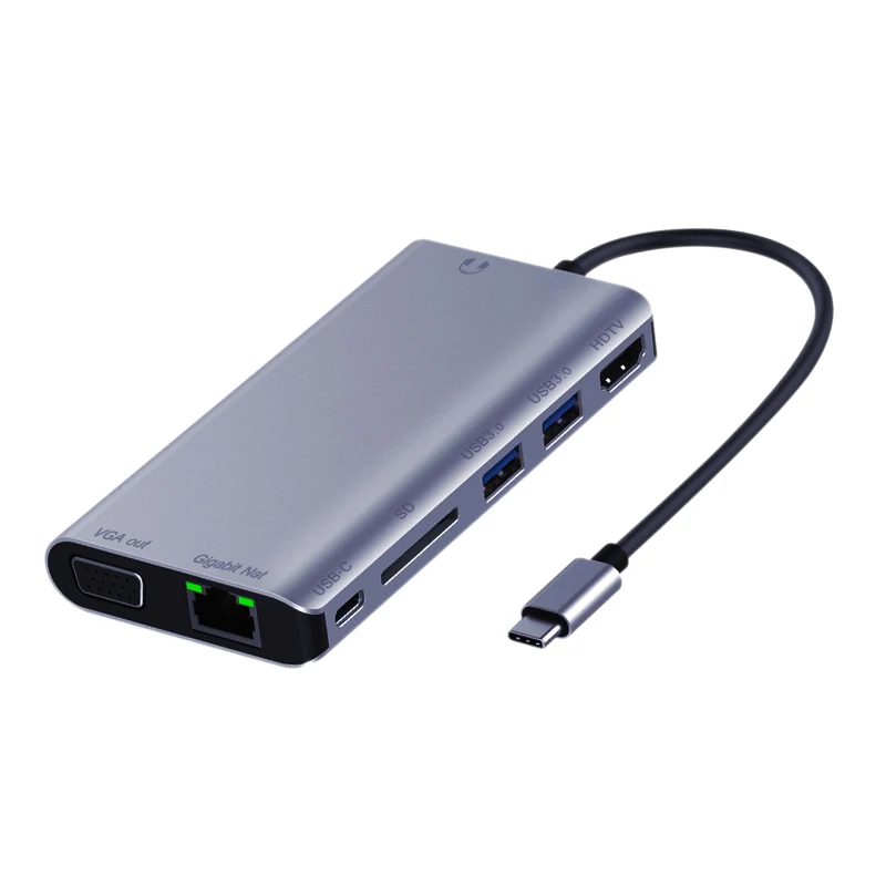 Usbc для Rj45 Lan 4K Hdmi Vga 2Usb 3 0 Sd слот карт 8 в 1 Type C адаптер концентратор Samsung Huawei Dex