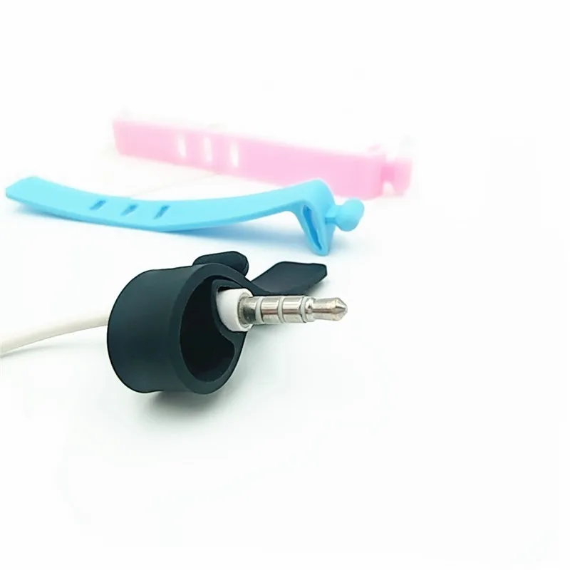 4PCS Silicone Data Wire Cable Organizer Tie Phones Winder Cable Finishing Buckle
