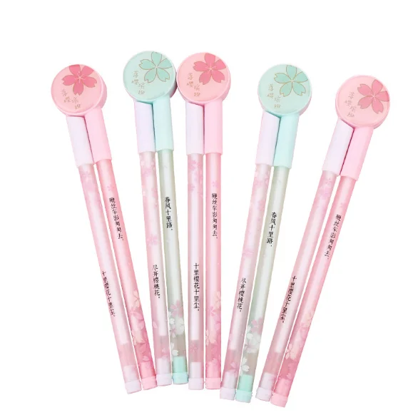 Multi Random Wholesale Gel Pen Creative Cherry Blossom Penalty Neutral Pen 0.5mm Students Stationery Writing Tool Office Supplies GP578 - Цвет: Multi Random