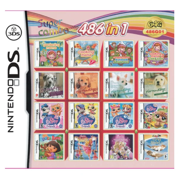 486 in 1 Video Games Cartridge for Nintendo NDS NDSL NDSi 3DS 2DS Girl Games afbeelding