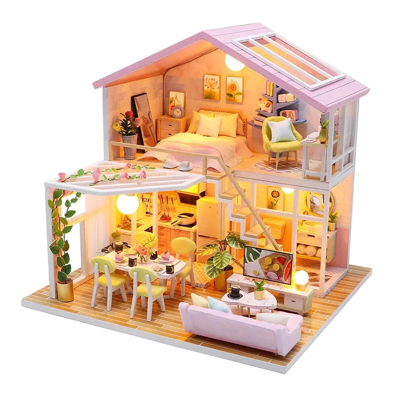 

Деревянная кукольная мебель «сделай сам», 3d-лофт, деревянные миниатюры, сборный кукольный домик, игрушки для детей, подарки на день рождения
