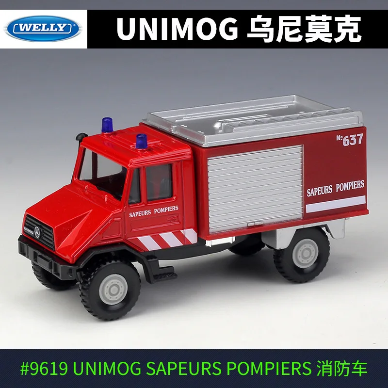 Welly Diecast пожарная машина Engining Truck дорожная подметальная UNIMOG Benz модель из сплава