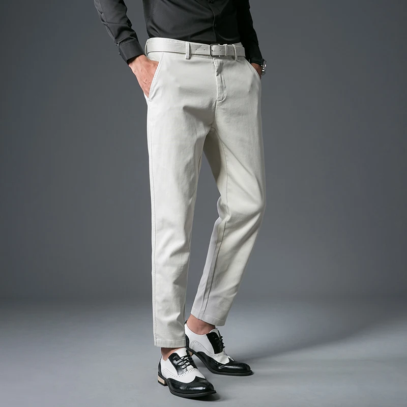 Suit trousers men's solid color small trousers men's fashion Slim  cotton suit trousers men's business casual baita suit pants