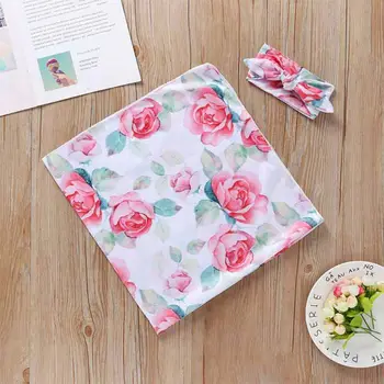 

Newborn Floral Swaddle Sleeping Bag Baby Infant Wrap Blanket Headband Photoprop