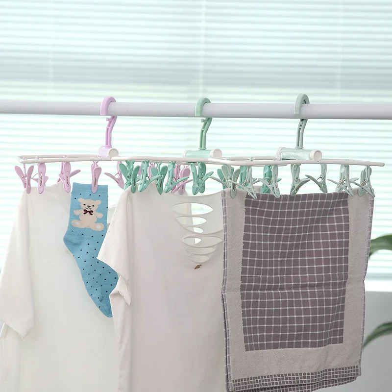 

Multifunctional Laundry Windproof Clothespin Hanger Home Organization Folding Drying Rack Underwear Socks Hanging Fix Clip