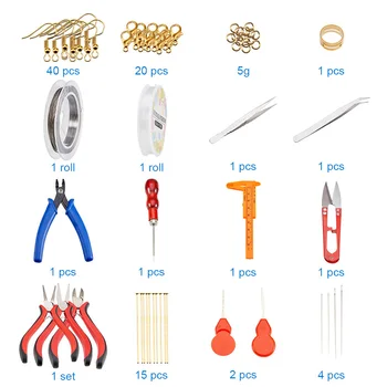 

Accessories DIY Bracelet Making Supplies Long Needle Equipment Jewelry Tool Kit Plier Repair Wires Findings With Pouch Handmade