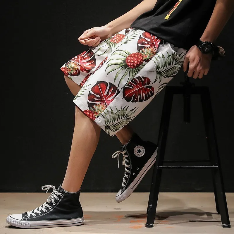Повседневные Хип-хоп шорты Broek бордшорты Mannen Zomer с принтом Hawaii Korte Broek Mannen Losse Trekkoord Korte Broek Mannen