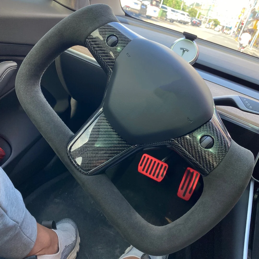 Yoke Car Steering Wheel Fit For Tesla Model 3 Model Y Alcantara