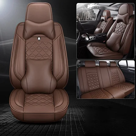 Fully enclosed leather car seat cover for Mitsubishi Pajero 4 2 Sport Outlander XL ASX Accessories Spray Gun Cover Pad - Название цвета: Brown (Deluxe)