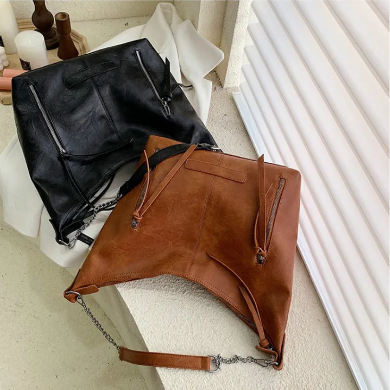Tassle Women Handbag Female New Retro Fashion Tassel Brand Large Capacity Shoulder Bag Casual Solid Color Chain Crossbody Bag