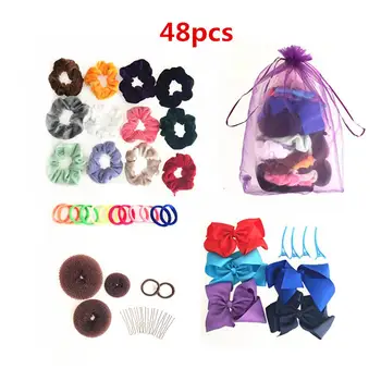 

48pcs Hair Scrunchie Set Colorful Velvet Elastic Hair Bands Soft Durable Multicolor For Women Or Girls Hair Accessories