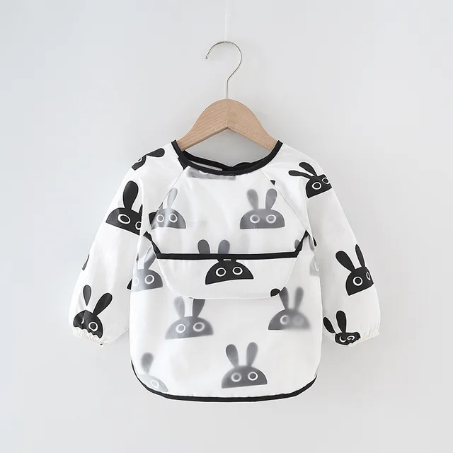 Baby Bib Waterproof Apron Long Sleeve Art Smock for Kids Baby Stuff Chest Protection Feeding Bibs ins head