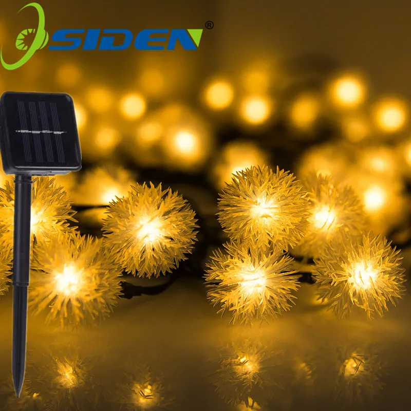 

OSIDEN LED Solar Dandelion String Lights Fairy Waterproof Furry Snowball Lamp For Christmas Wedding Party Garden Outdoor Decor