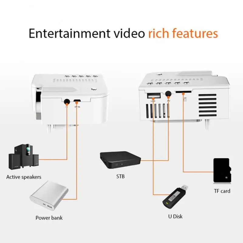 Lâmpada de Cinema em Casa Mini Projetor Alto-falante Embutido 20000 Horas Led Telefone Conectar hd Vídeo Beamer Uc28c 16.7 m 8 Sistema de conferência