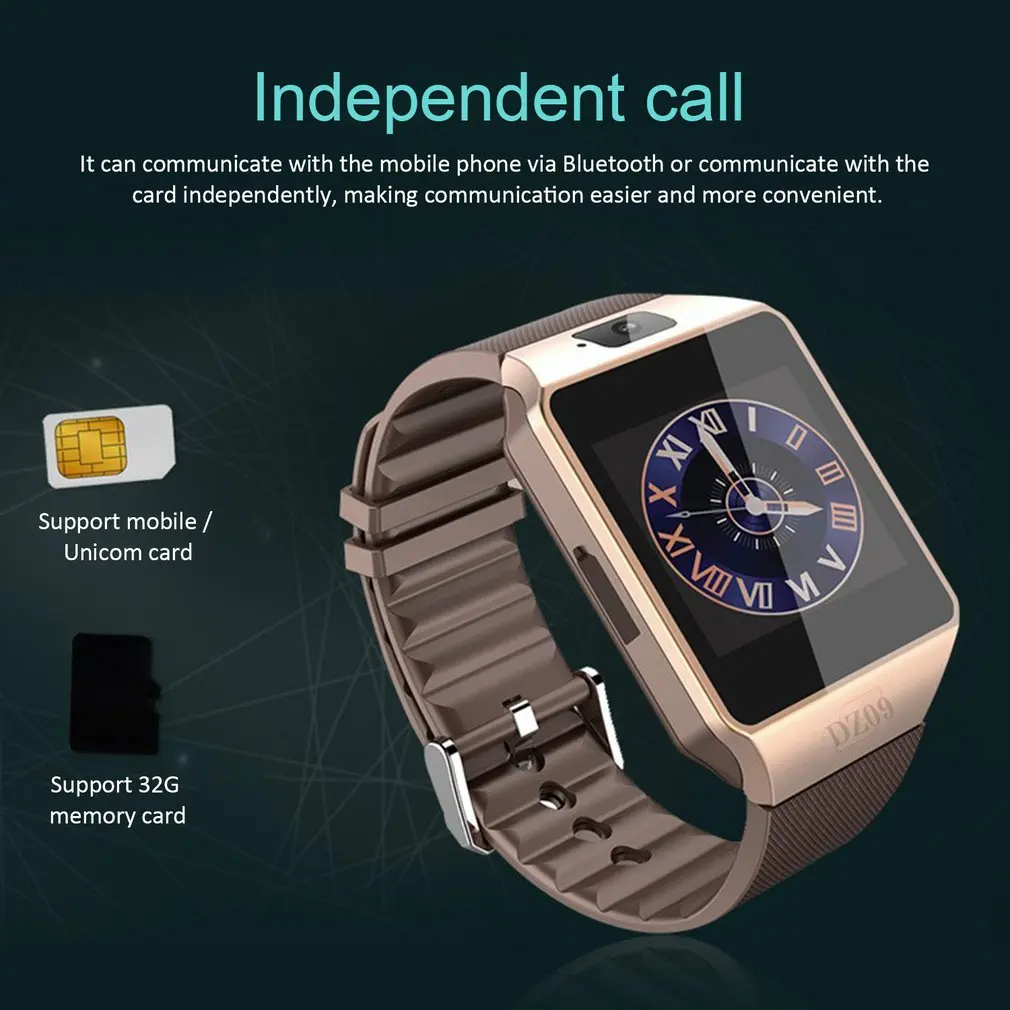 Умные часы Dz09 золотые серебряные умные часы для Ios для Android sim-карты камеры часы