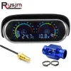 HD 12V 24V Car LCD Water Temperature Meter Thermometer Voltmeter Gauge 2 in 1 Temp & Voltage Meter 10mm Sensor Adapter 1/8NPT ► Photo 1/6