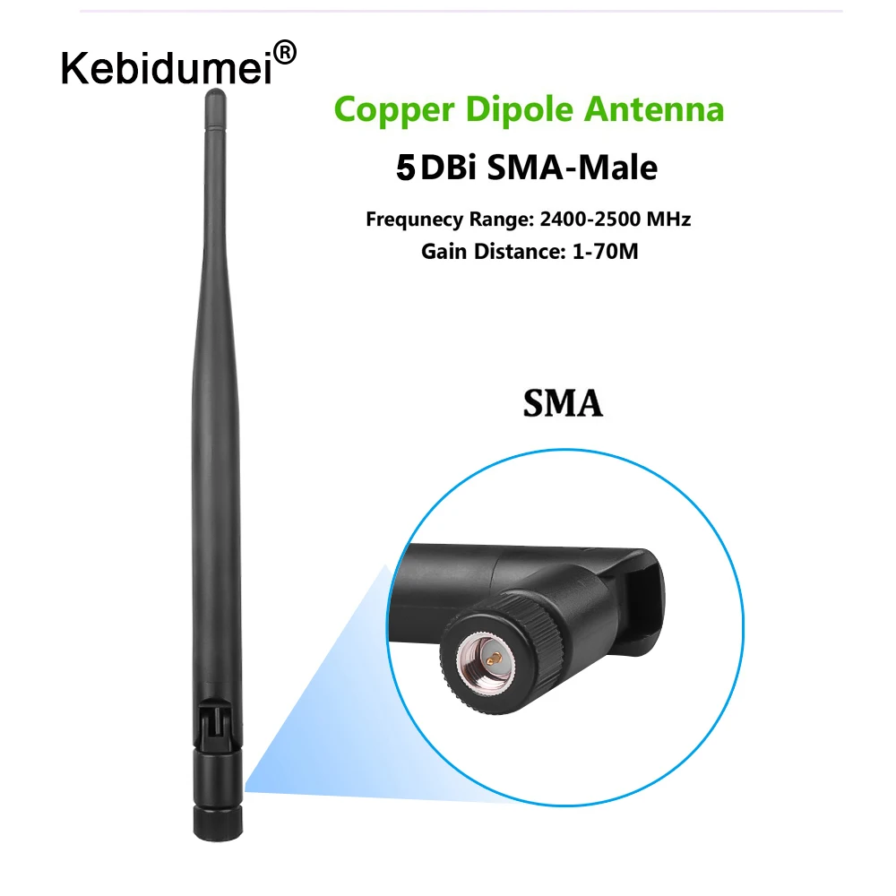 Kebidumei 2 4 ГГц 5dBi 802.11b/g антенна SMA мужской Беспроводной маршрутизатор Wi Fi антенны для