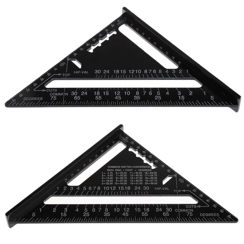 

7'' Aluminum Alloy Triangle Ruler Angle Protractor Miter Speed Square Measuring Ruler For Building Framing Woodworking Tools