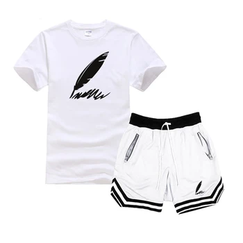 

Men's casual suit fashion 2-piece sportswear stitching short-sleeved T-shirt shorts suit men's sportswear summer men's suit