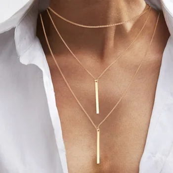 

New Korean Metal Multi-layer Choker Necklace Set Gold Color Simple Round Necklace Pendants For Women Wedding Party Jewelry 2020