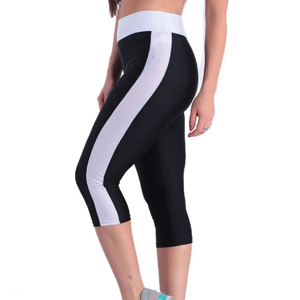 Yoga Pants Women Calf-length Capri Leggings High Waist Pocket 3/4