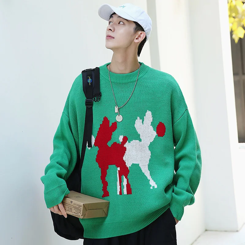 Winter Sweater Men's Warm Fashion Print Casual Knit Sweater Man Sweter Clothes Wild Loose Long-sleeved Pullover Men M-2XL Winter Sweater Men's Warm Fashion Print Casual Knit Sweater Man Sweter Clothes Wild Loose Long-sleeved Pullover Men M-2XL