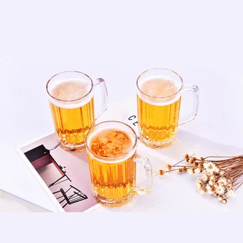 

500ML 5/10PCS Plastic Beer Cup KTV Large Beer Cup Plastic Drinks Cups Breakfast Milk Coffee Water with Handles Pineapple Cup
