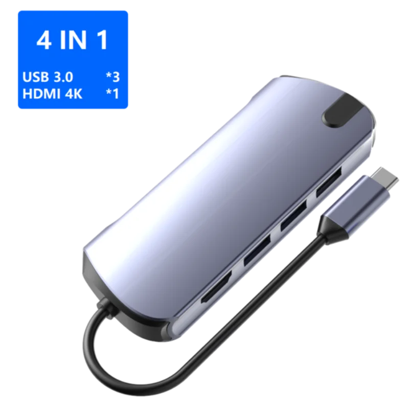 Концентратор USB type C для нескольких USB 3,0 HDMI RJ45 VGA usb-хаб для MacBook Pro Компьютерные аксессуары USB C разветвитель 10 портов type C концентратор - Цвет: 4-in-1 HDMI HUB